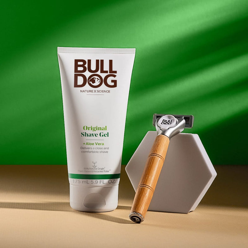 Shave items featuring the Original Shave Gel and Original Bamboo Razor. 